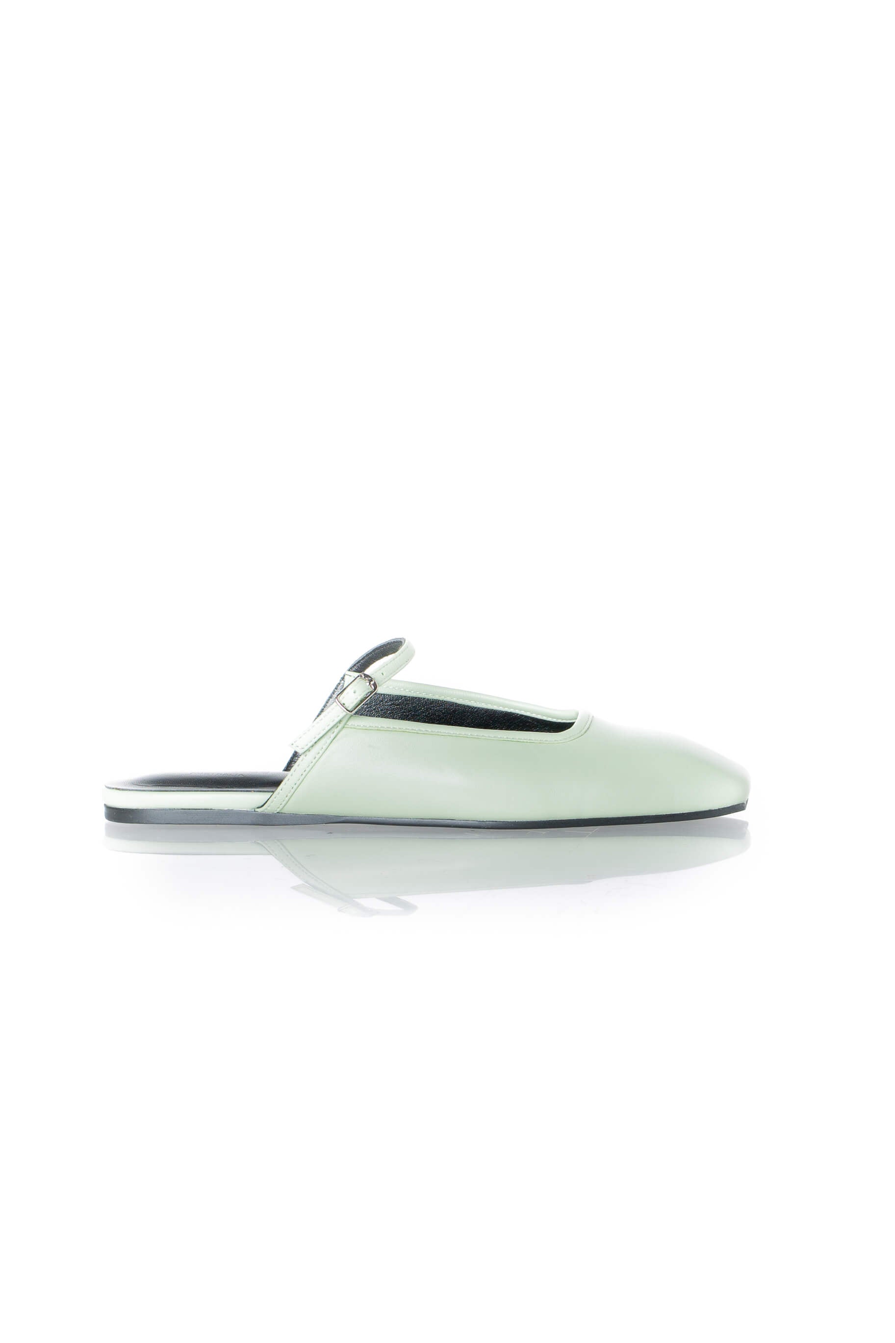 Zapato Tony Bianco mule flat verde menta, vista lateral derecha