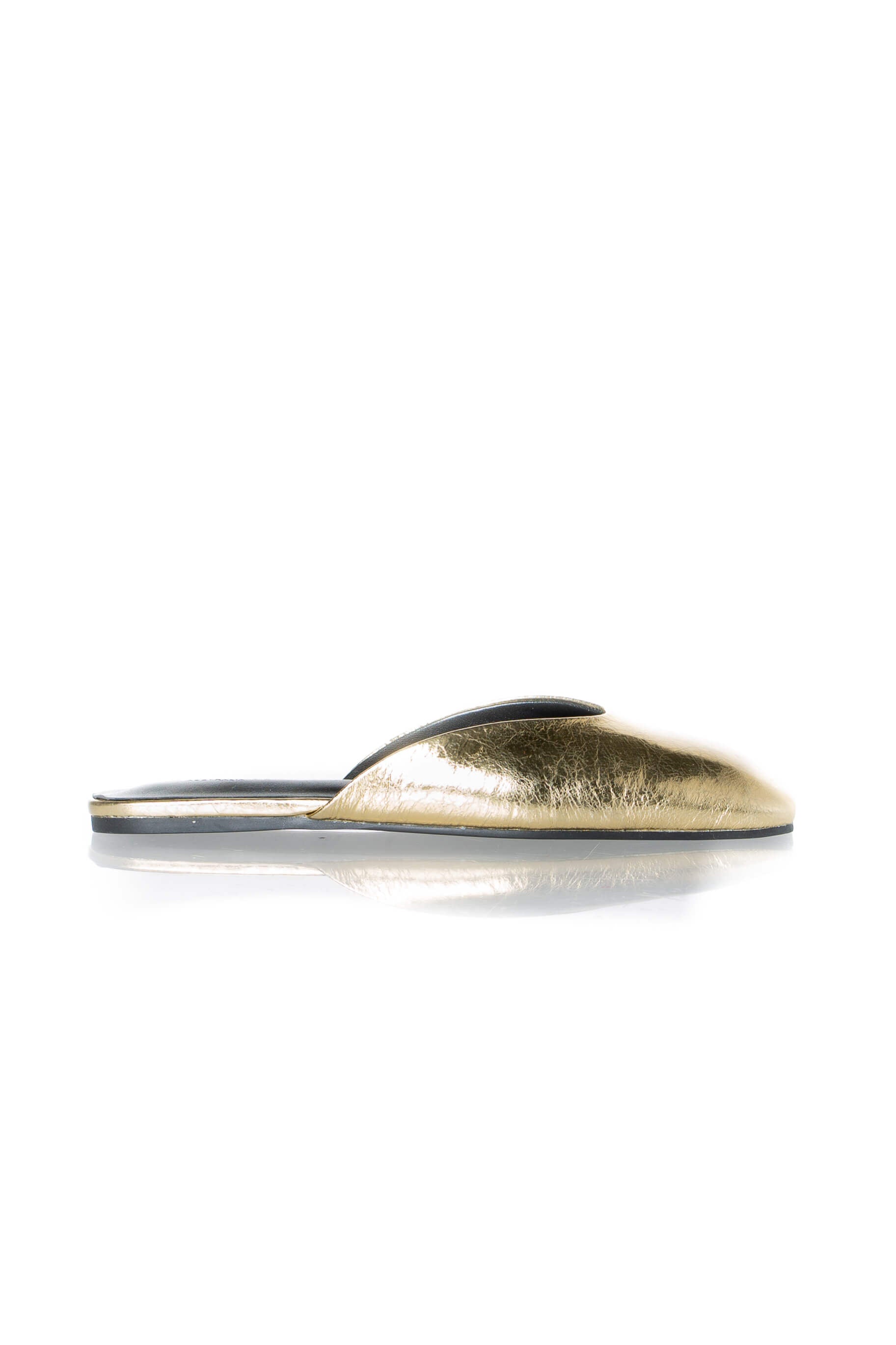 Zapato Tony Bianco flat dorado metálico, vista lateral
