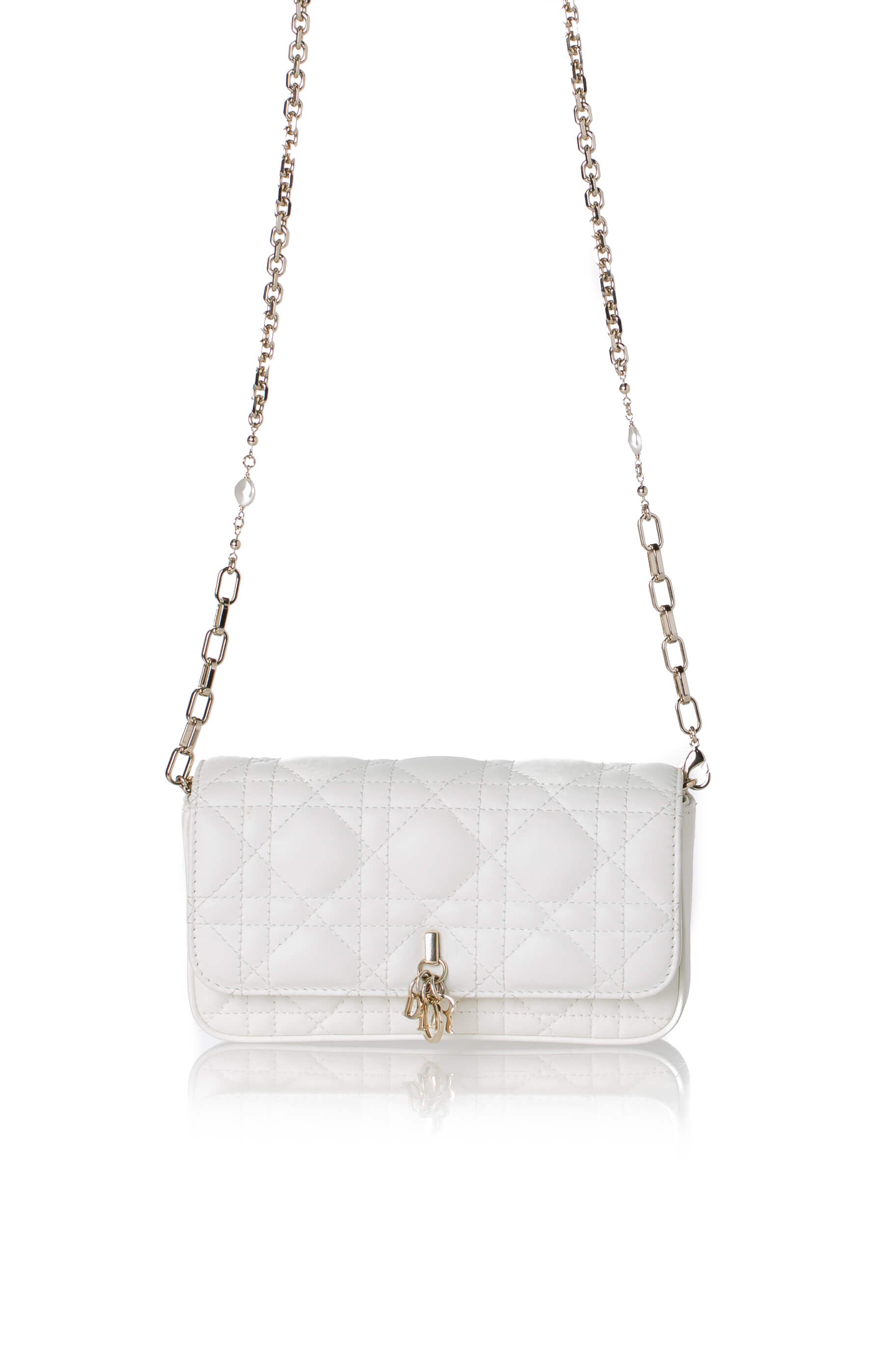 Dior Talk Phone Pouch Cannage latte, perfil lateral