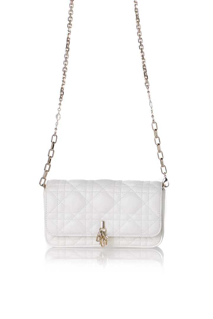 Dior Talk Phone Pouch Cannage latte, perfil lateral