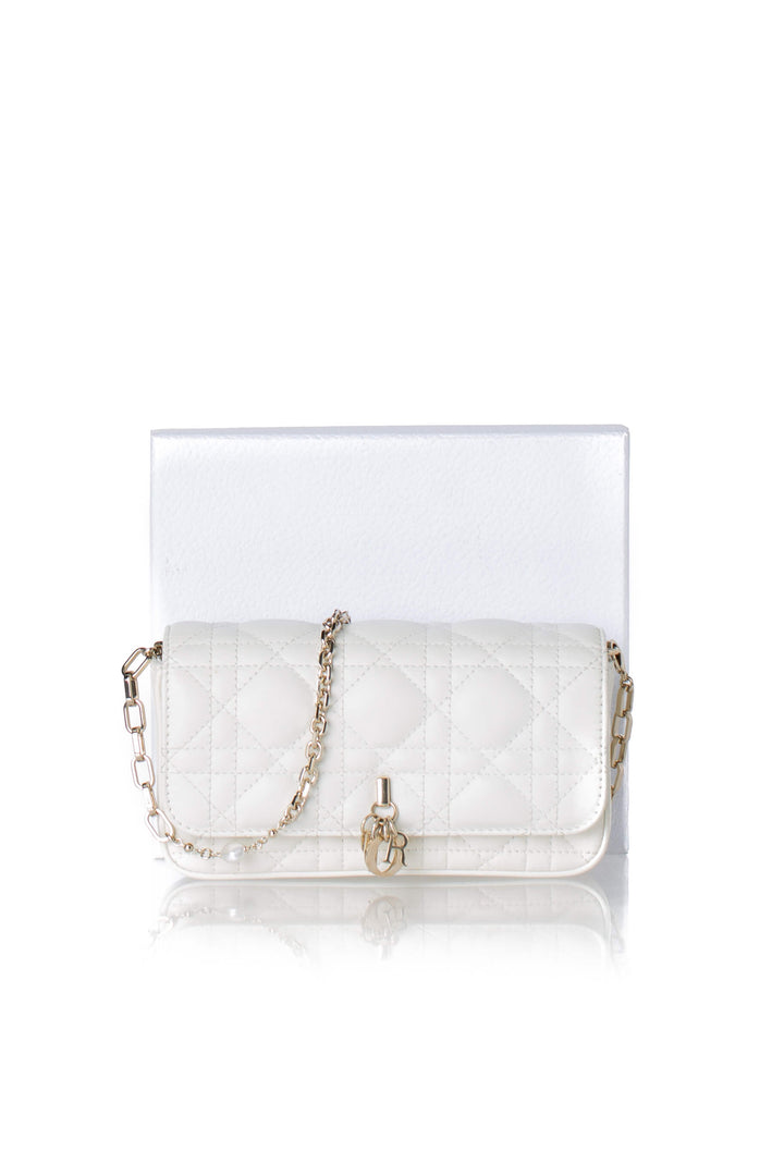 Dior Talk Phone Pouch Cannage latte con caja original Christian Dior