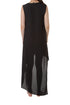 Vestido BCBG negro, vista trasera con panel largo translúcido