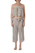 Conjunto Suboo beige a rayas con top strapless y pantalón wide-leg, vista frontal