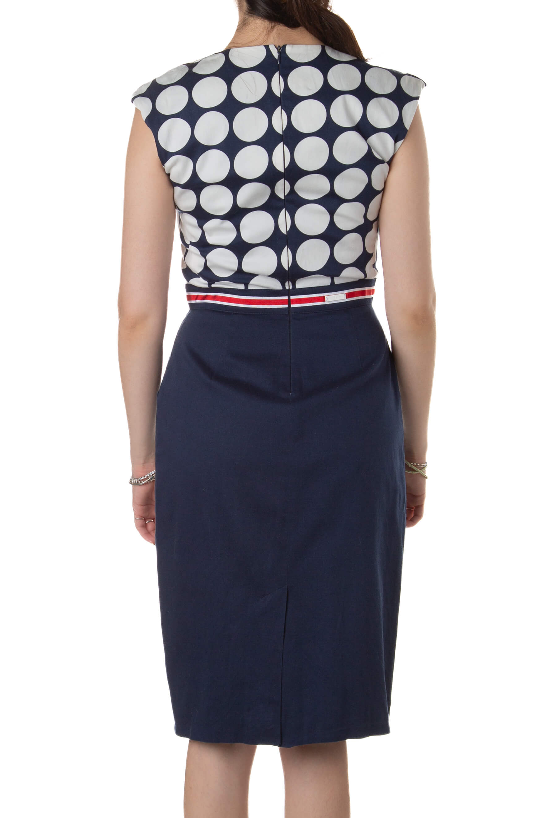 Vestido Paul & Shark navy, vista trasera con abertura en el bajo