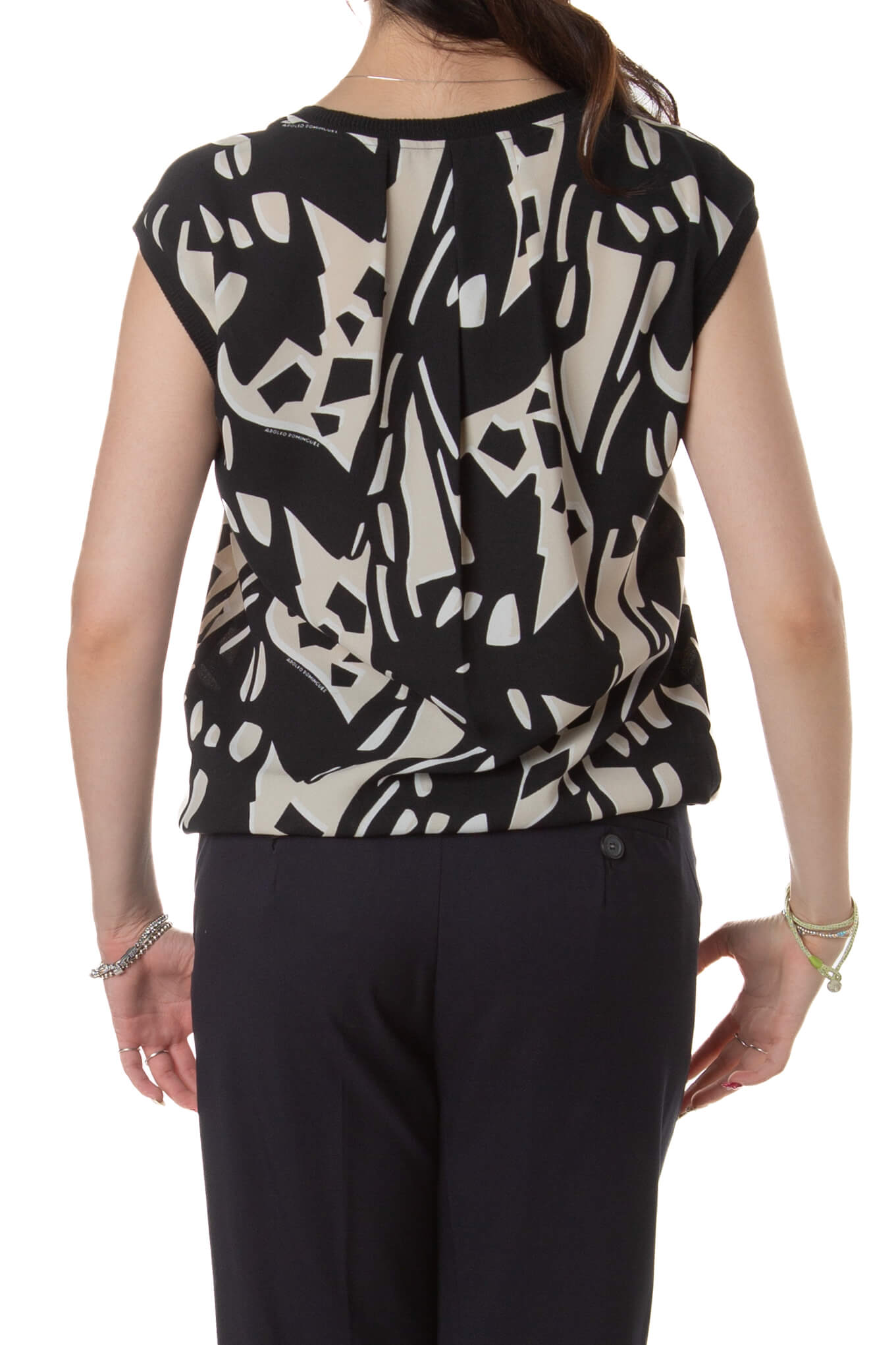 Blusa Adolfo Domínguez estampada con drape espalda, vista trasera