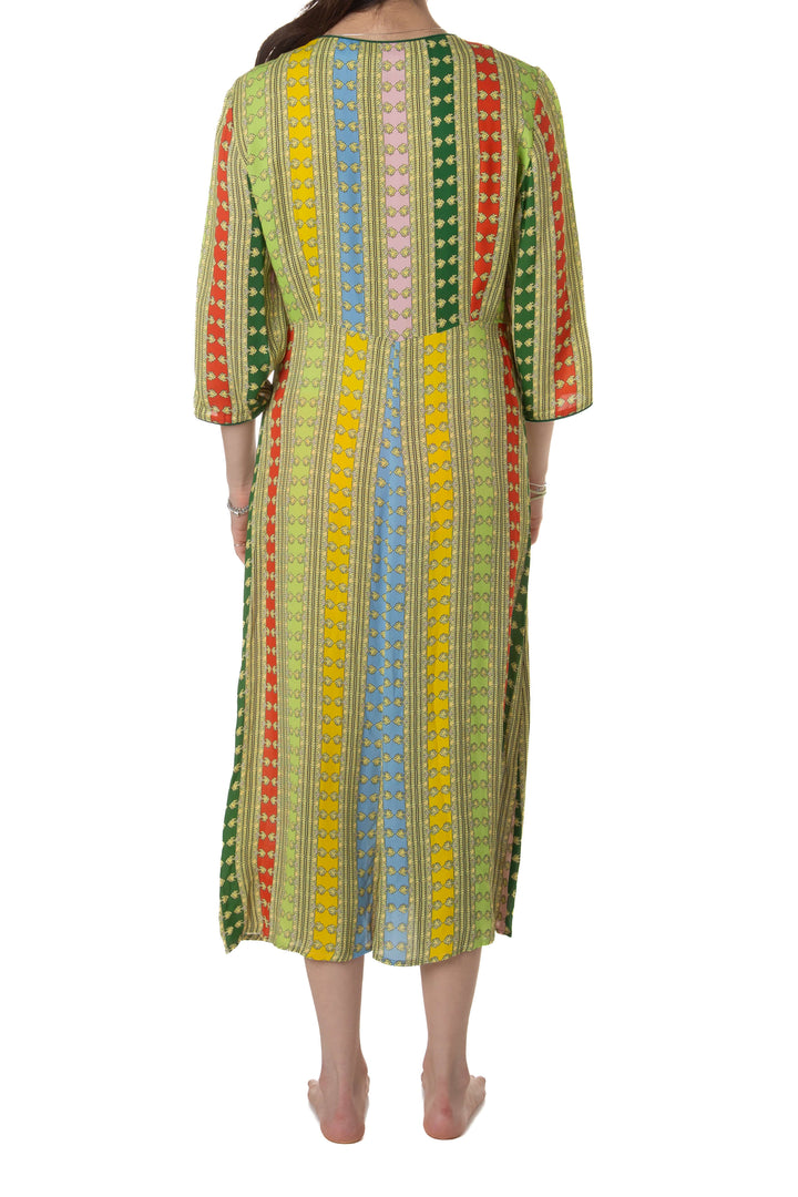 Kimono Uterqüe verde estampado, vista trasera