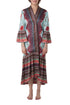 Kimono reversible celeste con flores, vista frontal