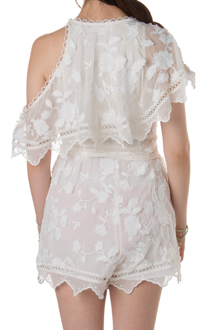 Jumpsuit Zimmermann blanco, vista trasera con cuello halter