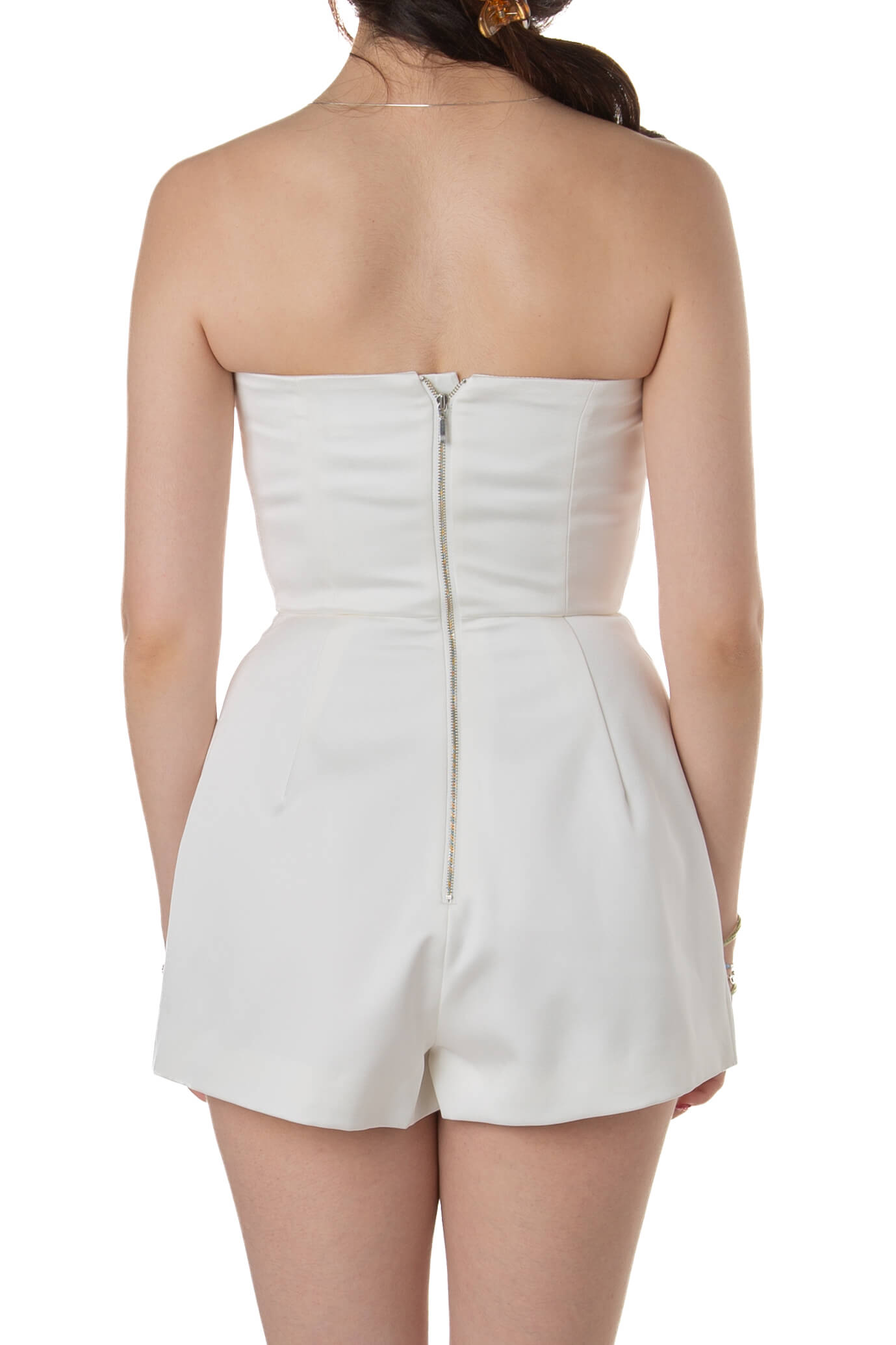 Jumpsuit Keepsake blanco con zipper metálico espalda, vista trasera