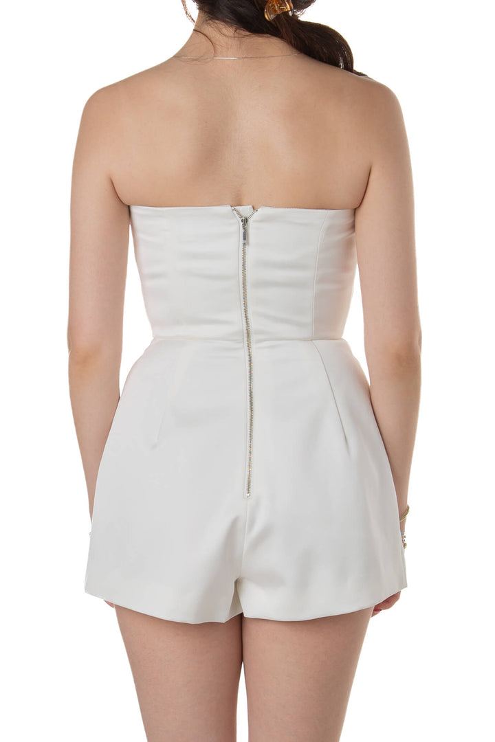 Jumpsuit Keepsake blanco con zipper metálico espalda, vista trasera