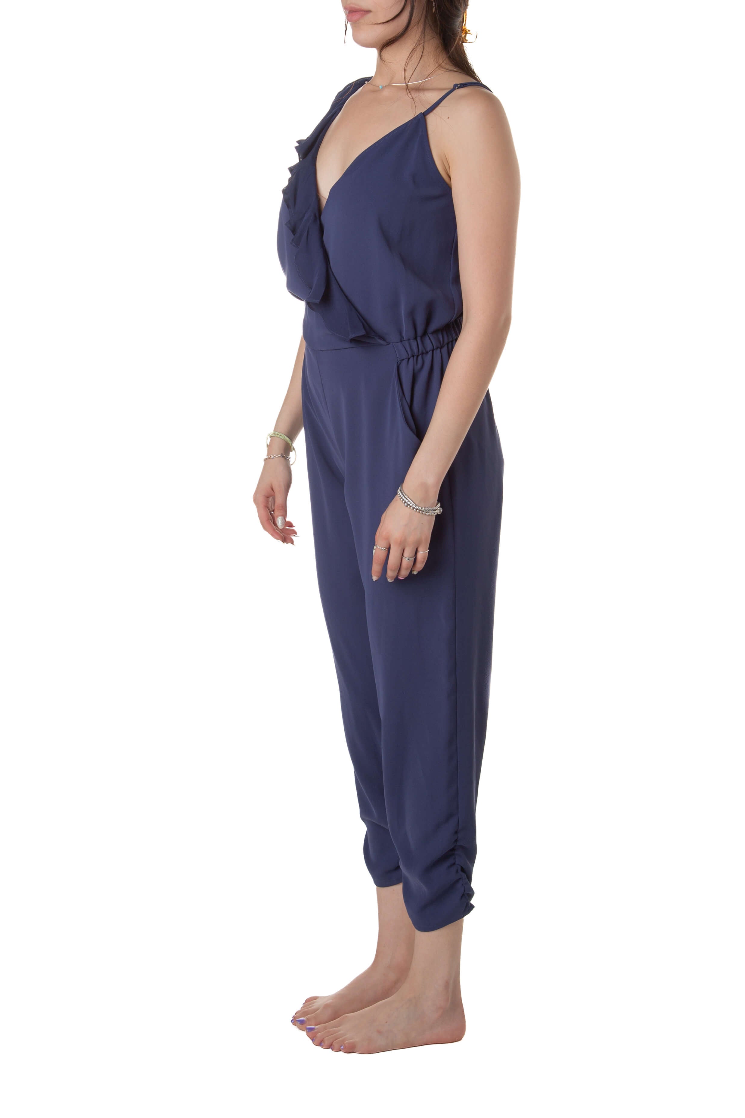 Jumpsuit Parker navy tapered con bolsillo, vista lateral