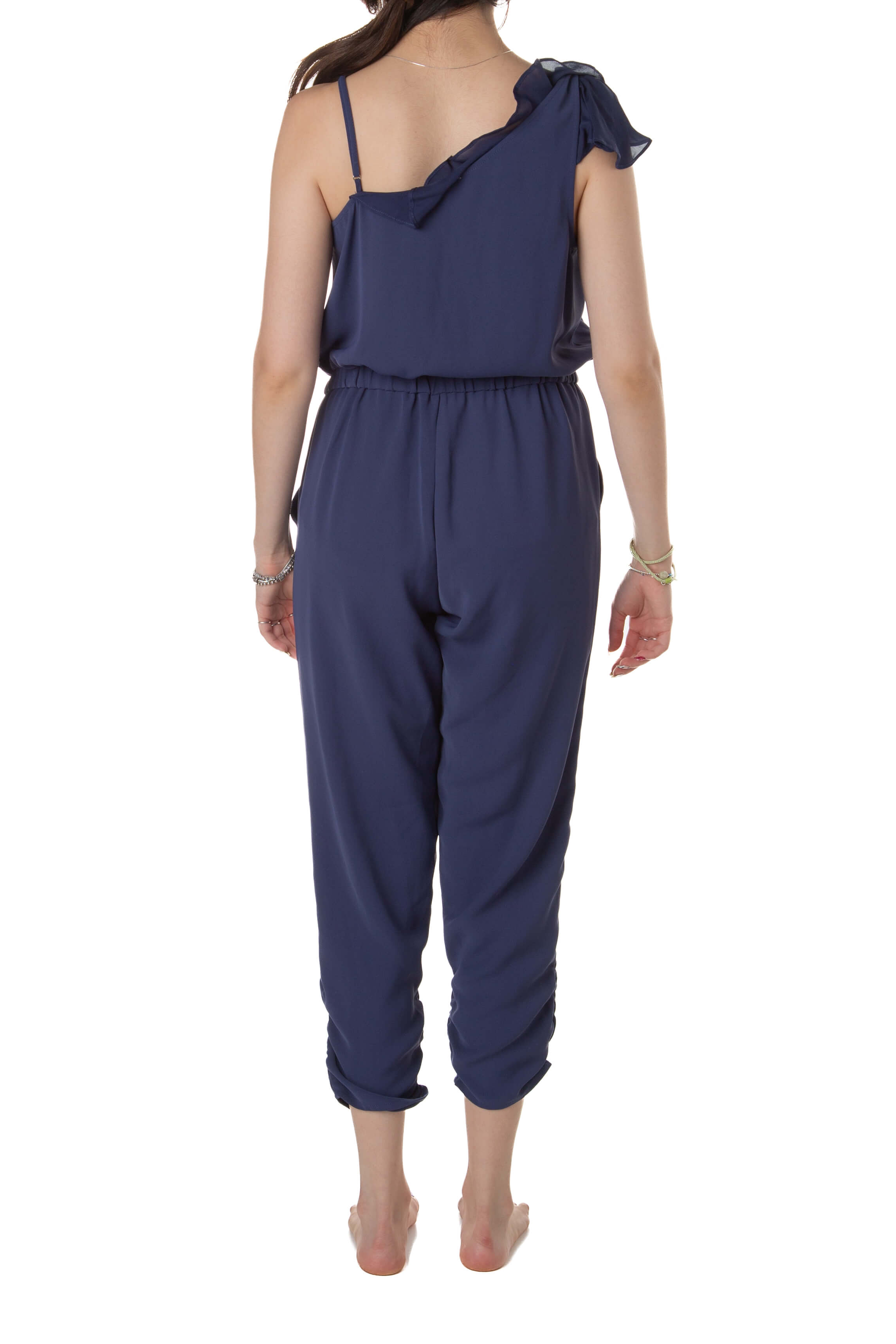 Jumpsuit Parker azul asimétrico, vista trasera