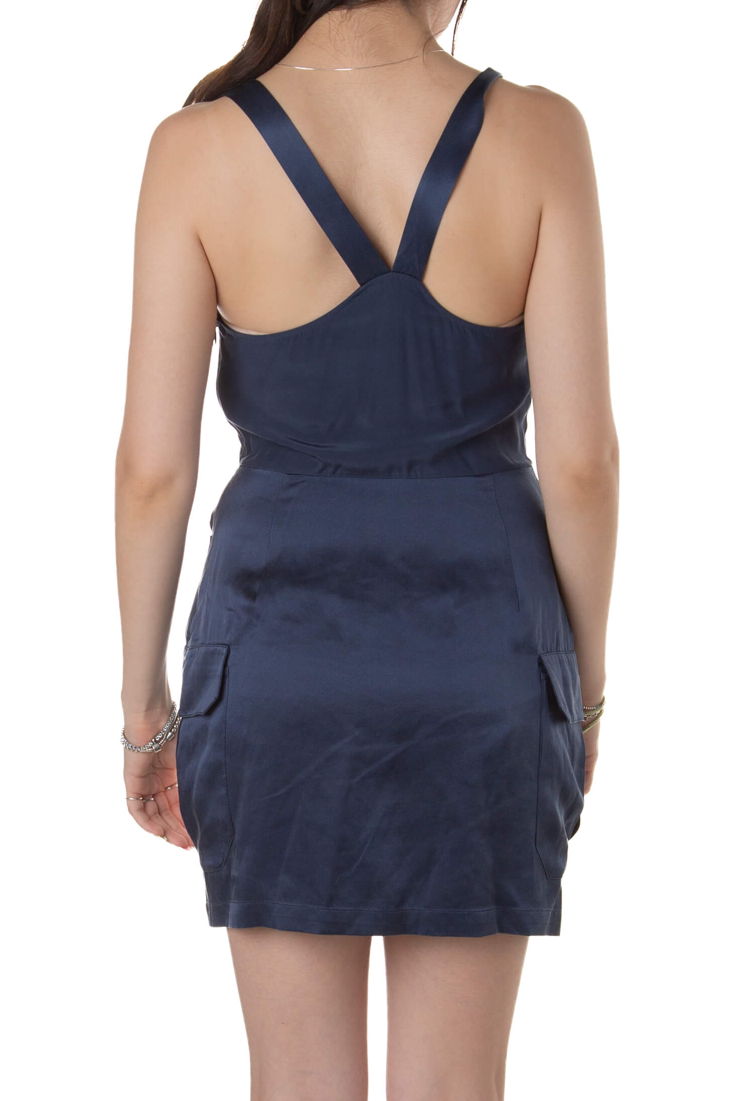 Vestido Fleur du Mal navy con tirantes en X, vista trasera