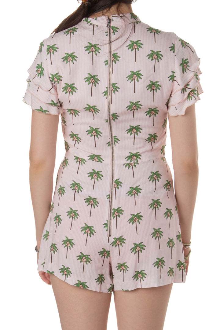 Jumpsuit Alice + Olivia rosa con zipper espalda, vista trasera