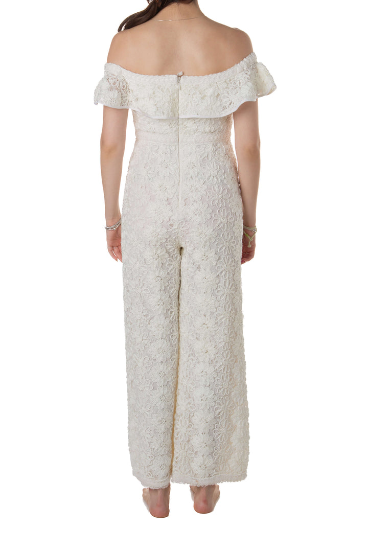 Jumpsuit Alexis blanco con zipper espalda, vista trasera