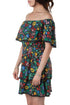 Vestido Alice + Olivia campesino floral negro off-shoulder, vista lateral