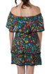 Vestido Alice + Olivia campesino floral negro off-shoulder, vista trasera