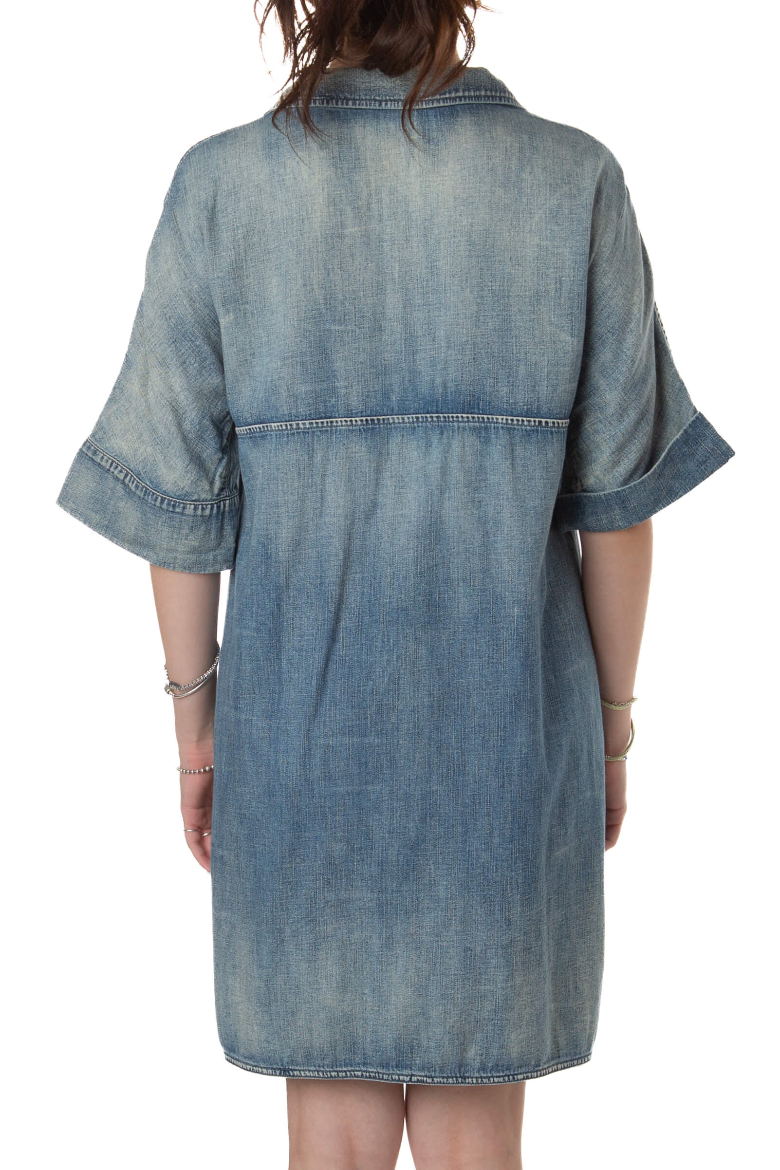 Vestido de mezclilla Adriano Goldschmied azul deslavado, vista trasera