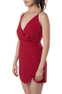 Vestido NBD rojo de tirantes con bajo de perlitas, vista lateral