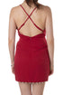 Vestido NBD rojo de tirantes con bajo de perlitas, vista trasera