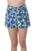 Short Alice + Olivia floral azul de tiro alto, vista frontal