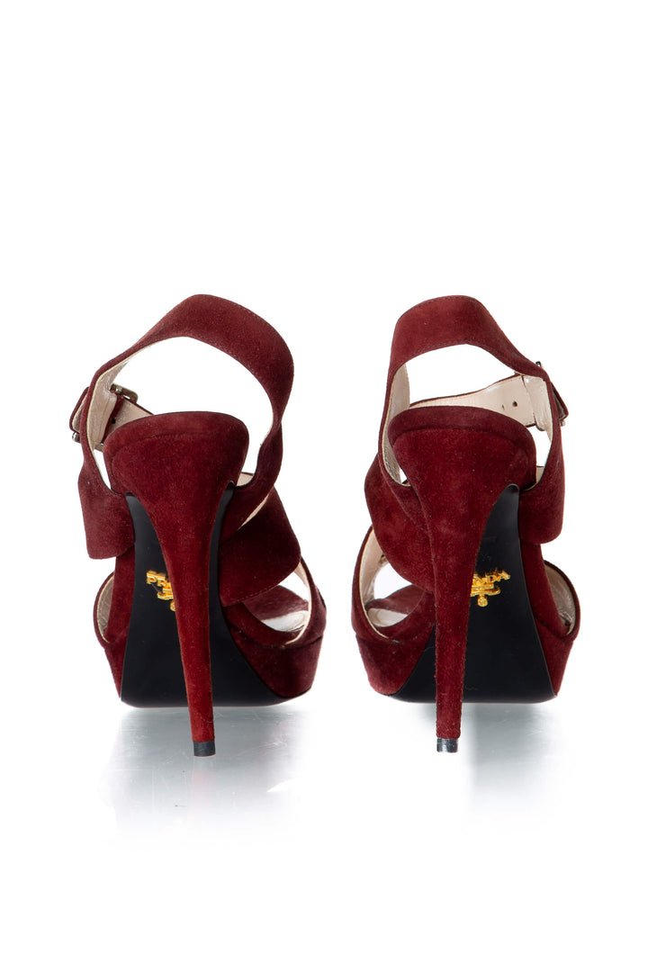 Prada Sandalias de plataforma con tiras — vista posterior del par