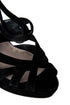 Miu Miu Sandalias de plataforma con tiras — detalle de tiras cruzadas de suede negro