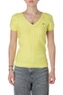 Suéter Lacoste amarillo de algodón con cuello en V, vista frontal
