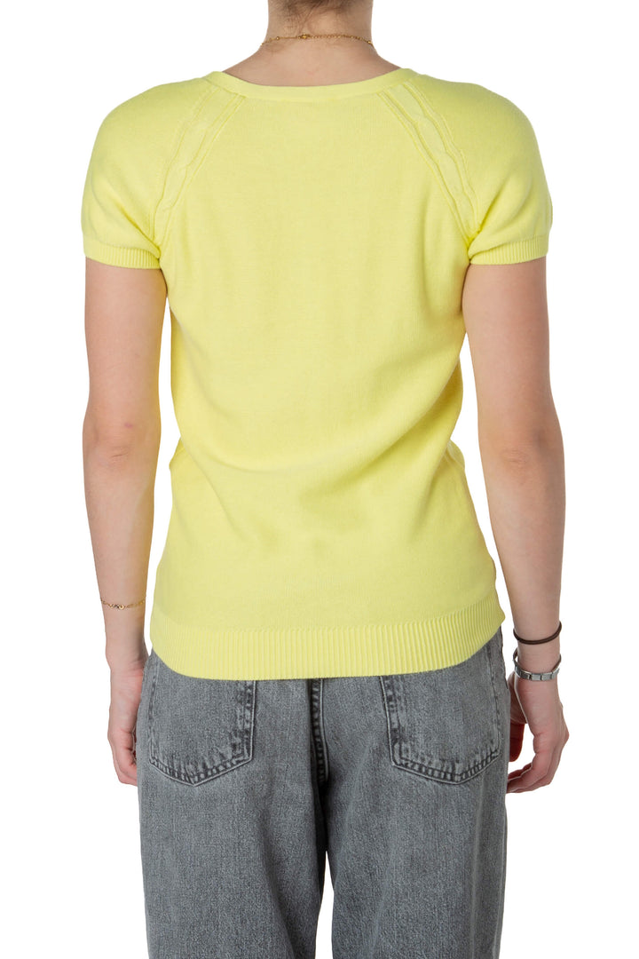 Suéter Lacoste amarillo de algodón con cuello en V, vista trasera