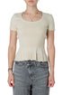 Suéter Moschino Cheap and Chic beige con peplum, vista frontal