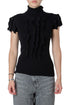 Suéter RED Valentino negro de cuello alto con olanes, talla S, vista frontal