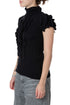 Suéter RED Valentino negro de cuello alto con olanes, talla S, vista lateral