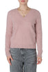 Suéter Gucci rosa palo de angora con cuello en V, vista frontal