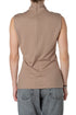 Blusa Gucci café claro sin mangas con drapeado y broche, vista trasera