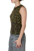Suéter Oscar de la Renta sin mangas animal print verde y negro, vista lateral