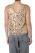Blusa French Connection beige, detalle de la espalda con lentejuelas | ClosetRehab