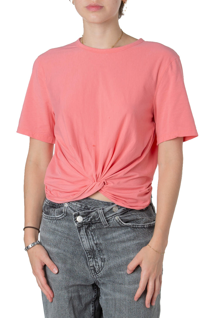 Playera deportiva Lululemon rosa coral talla 6 de algodón pima, preloved, vista frontal | ClosetRehab