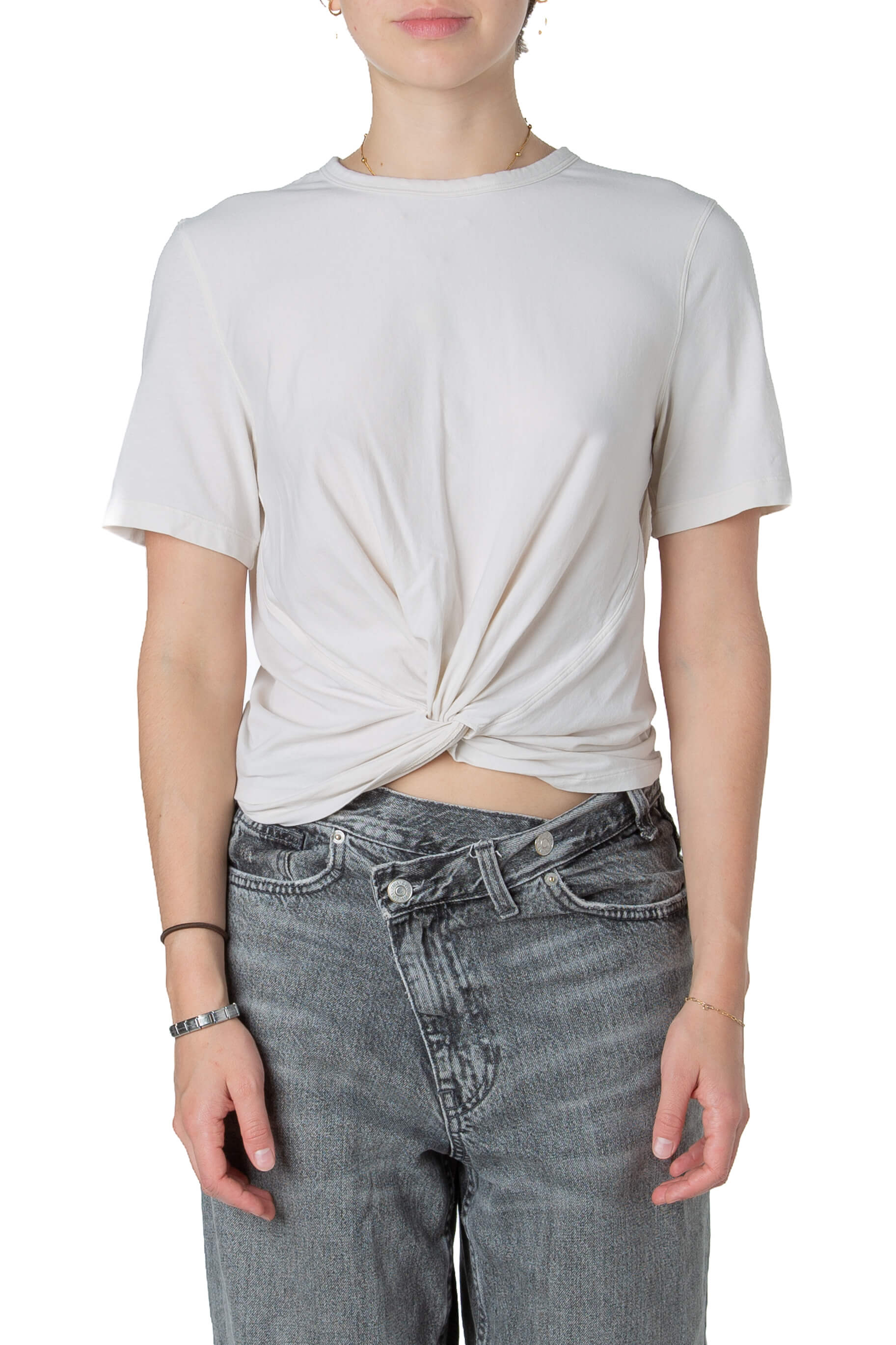 Playera deportiva Lululemon hueso talla 6 de algodón pima, preloved, vista frontal | ClosetRehab