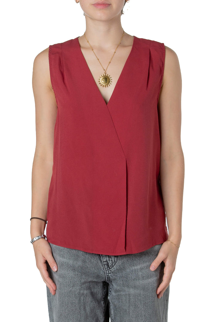 Blusa French Connection roja talla S de poliéster, preloved, vista frontal | ClosetRehab