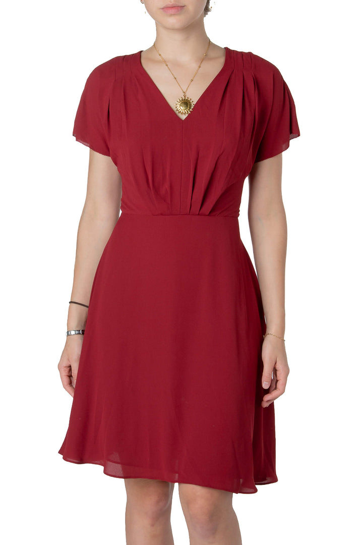 Vestido Ann Taylor rojo talla 0 de poliéster, preloved, vista frontal | ClosetRehab
