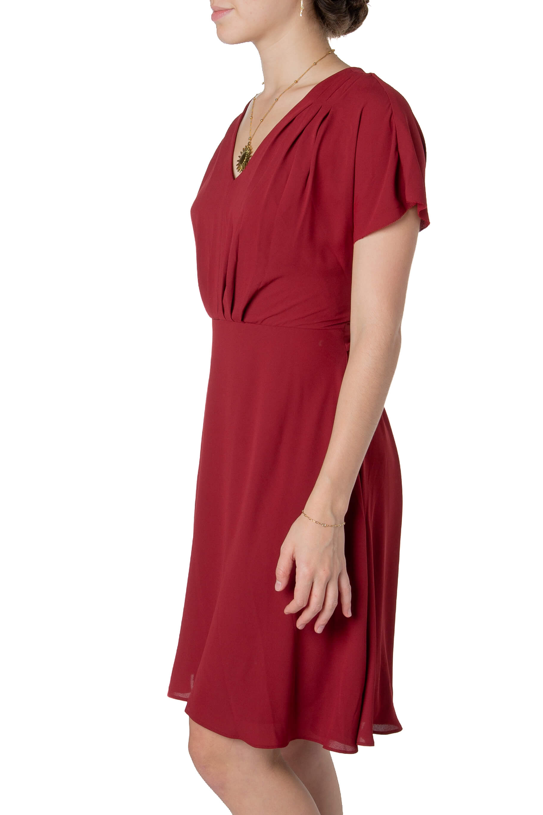 Vestido Ann Taylor rojo talla 0, vista lateral | ClosetRehab