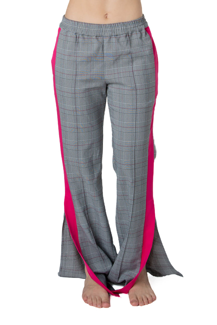 Pantalón St. Roche de cuadros con franja fucsia, vista frontal