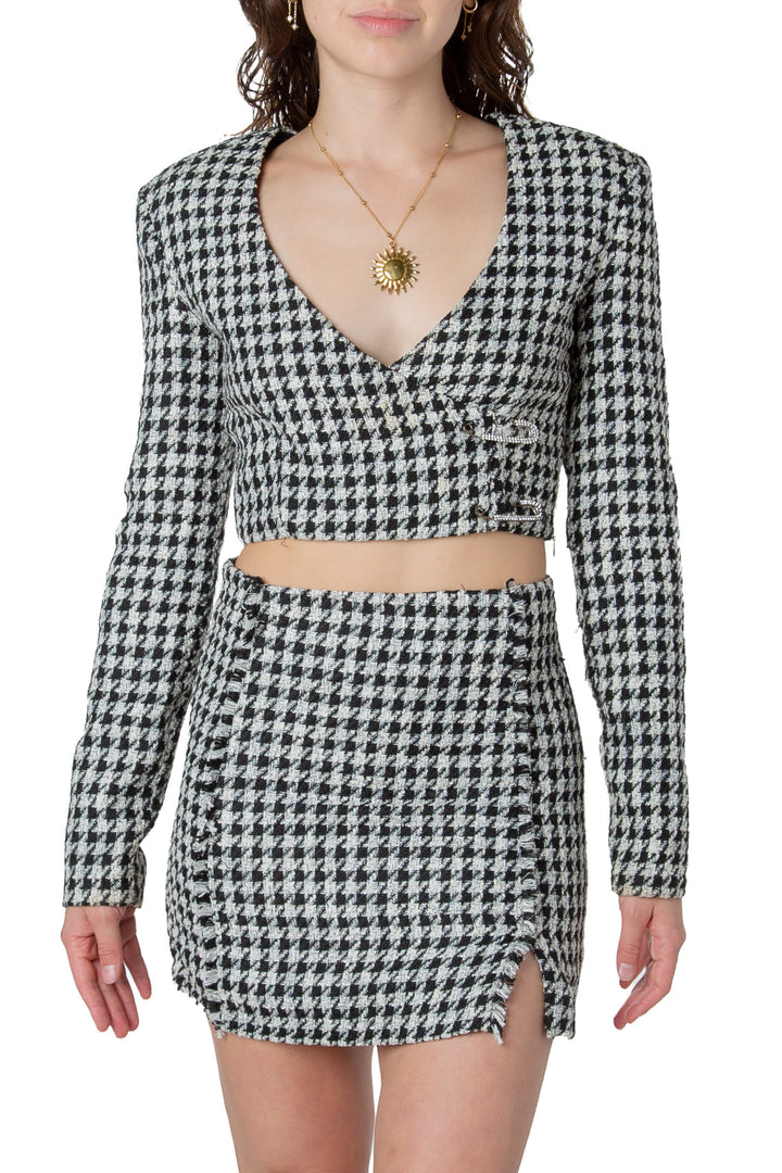 Conjunto Zara saco y falda pata de gallo, vista frontal