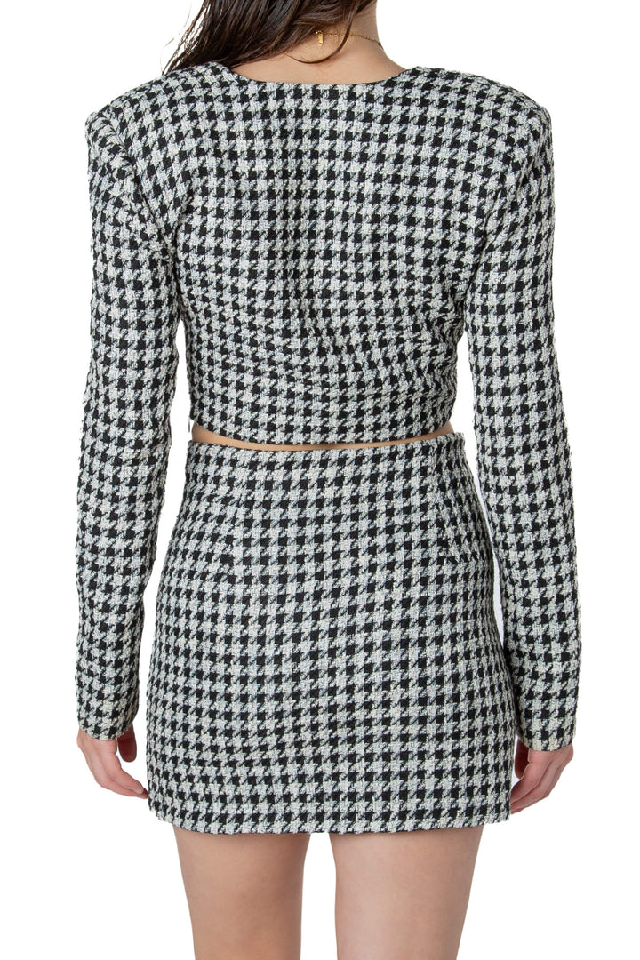 Conjunto Zara saco y falda pata de gallo, vista trasera