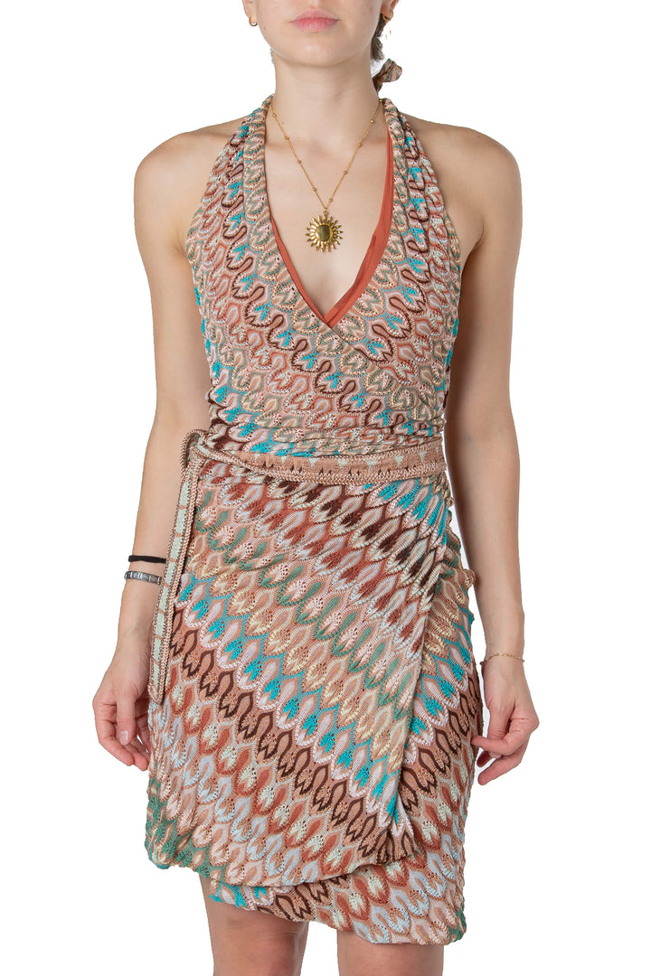 Vestido Missoni de tejido zigzag multicolor, vista frontal