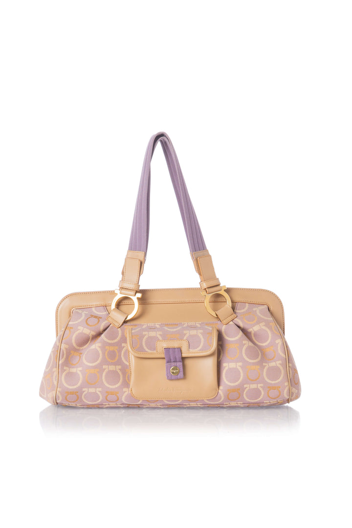 Bolsa Salvatore Ferragamo café y estampado, vista frontal – ClosetRehab