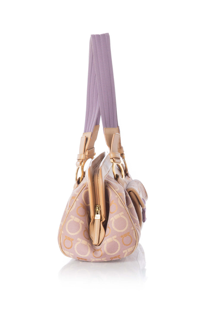 Bolsa Salvatore Ferragamo café y estampado, vista lateral – ClosetRehab