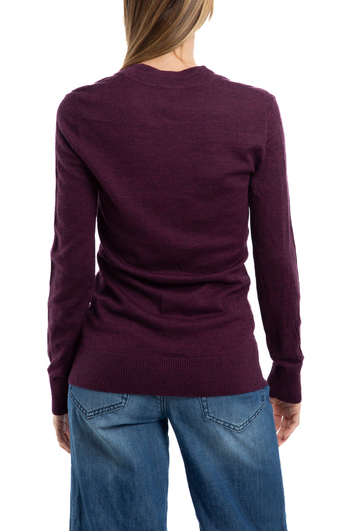 Cárdigan Tory Burch morado, detalle de la espalda | ClosetRehab