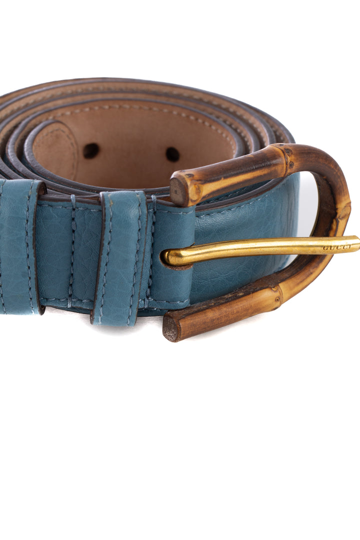 Cinturón Gucci azul, vista lateral – ClosetRehab