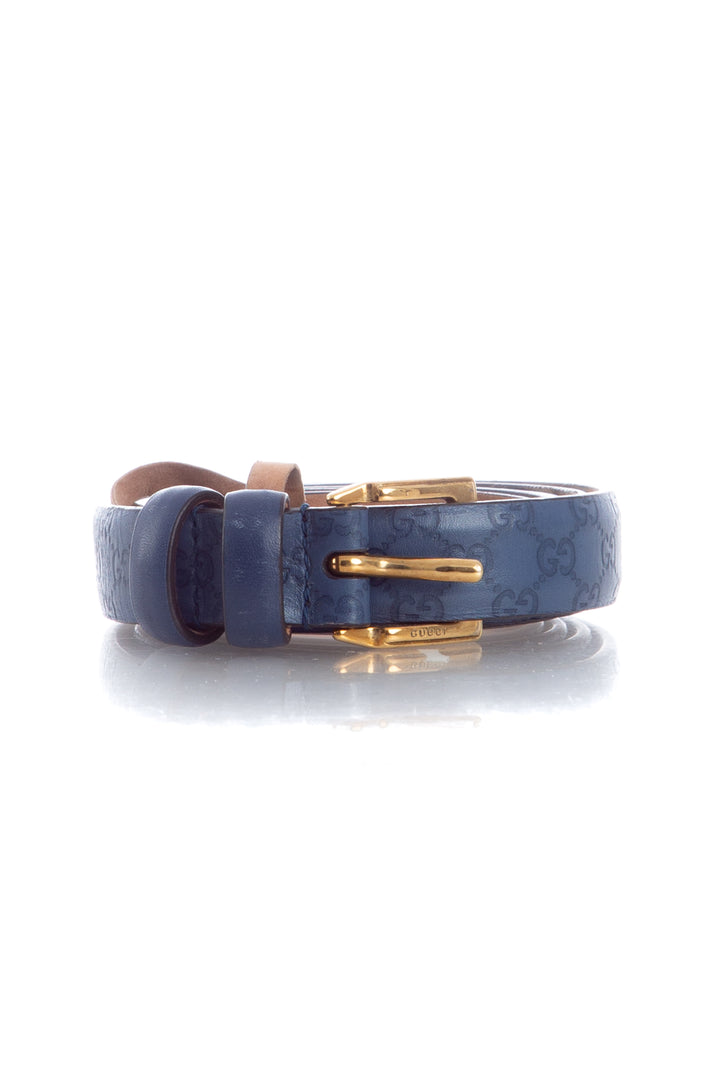 Cinturón Gucci azul, vista frontal – ClosetRehab